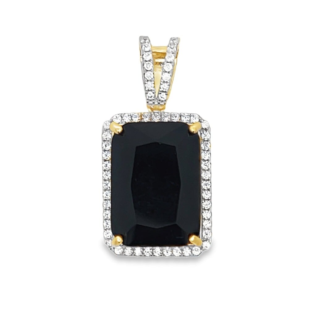 Black Gem CZ Pendant .925 Sterling Silver