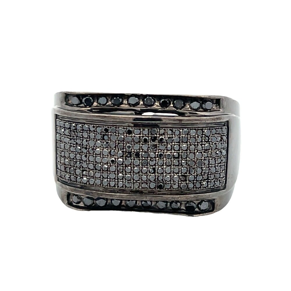 Black Kings .94cttw Diamond Ring .925 Sterling Silver