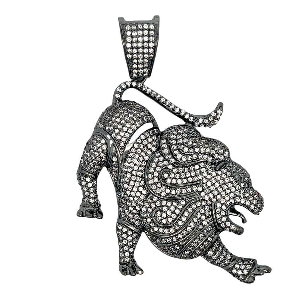 Black Lion CZ Iced Out Pendant