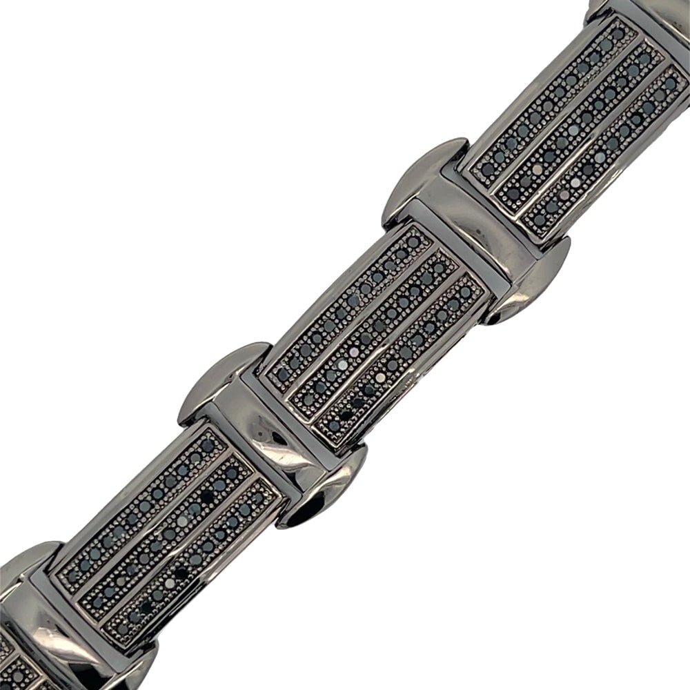 Black Triple Row Link CZ Hip Hop Bracelet