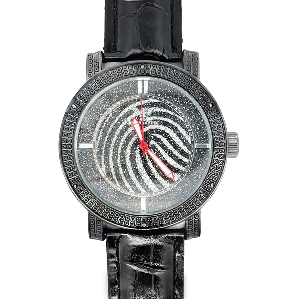 Black Wavy Dial Hip Hop Real Diamond Watch
