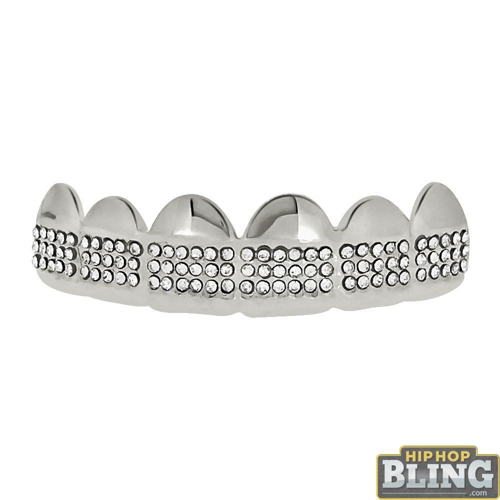 Bling Bling Grillz Silver Teeth Top Triple Row