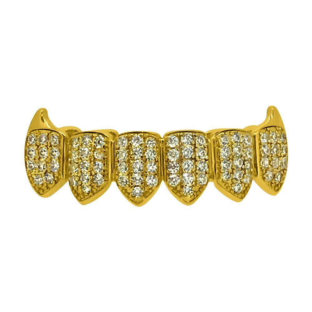 Bling CZ Vampire Fang Gold Hip Hop Grillz Bottom Teeth