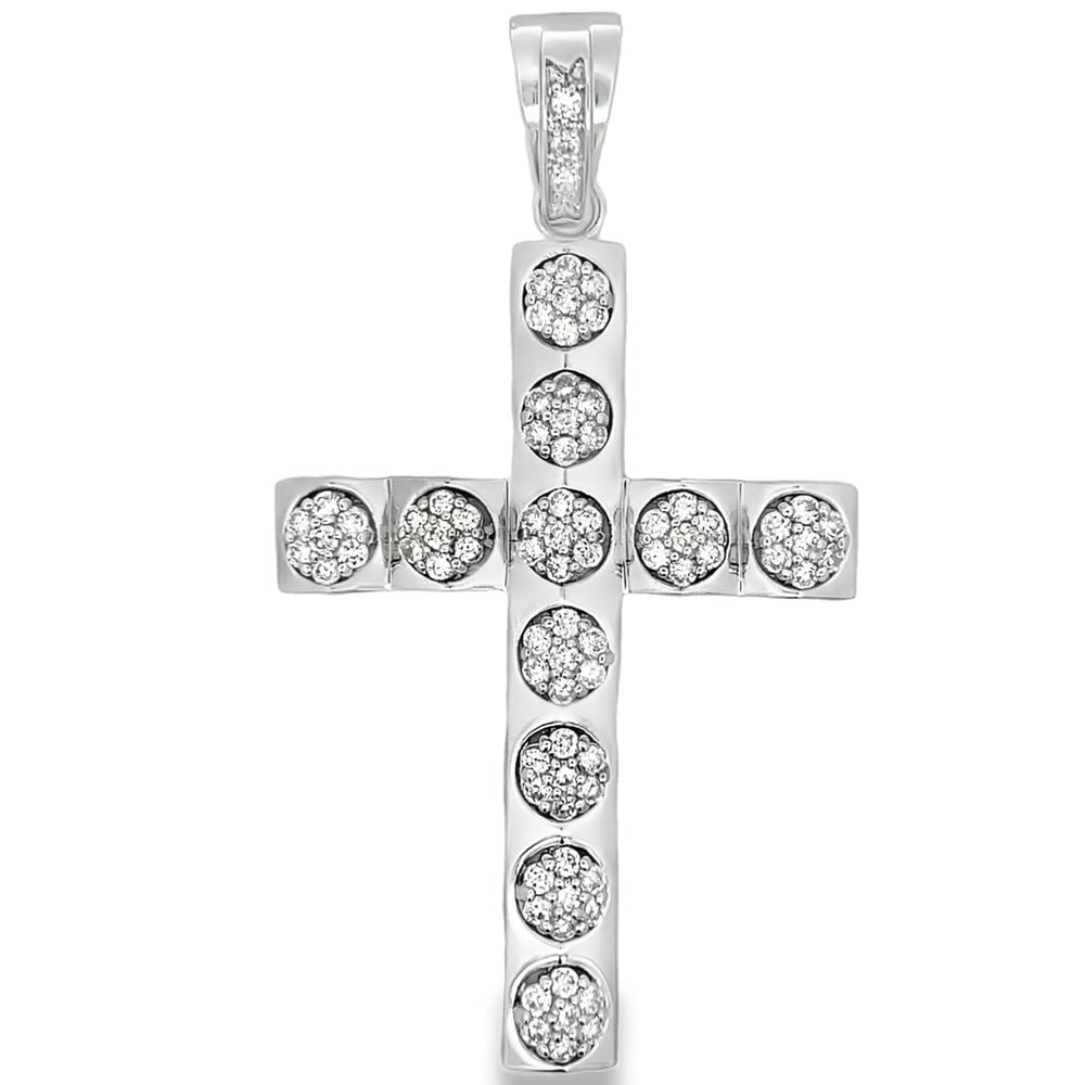 Block Cluster Tennis Cross CZ Iced Out Pendant