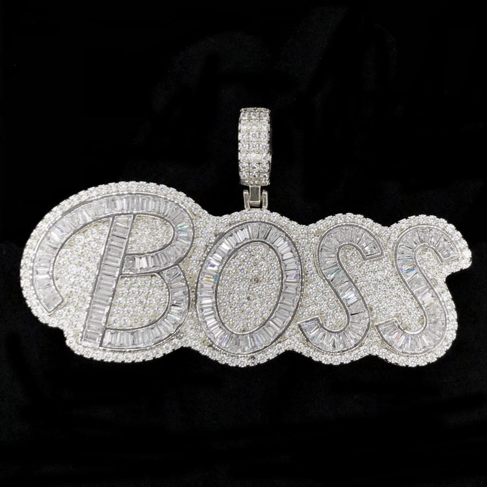 BOSS Baguette Piece VVS CZ Hip Hop Bling Bling Pendant