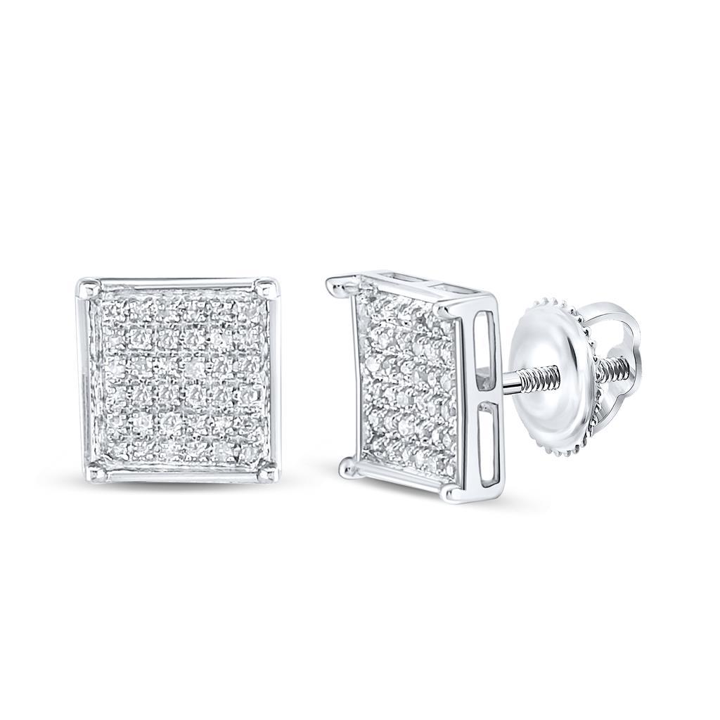 Box Micro Pave Diamond Earrings 10K Gold