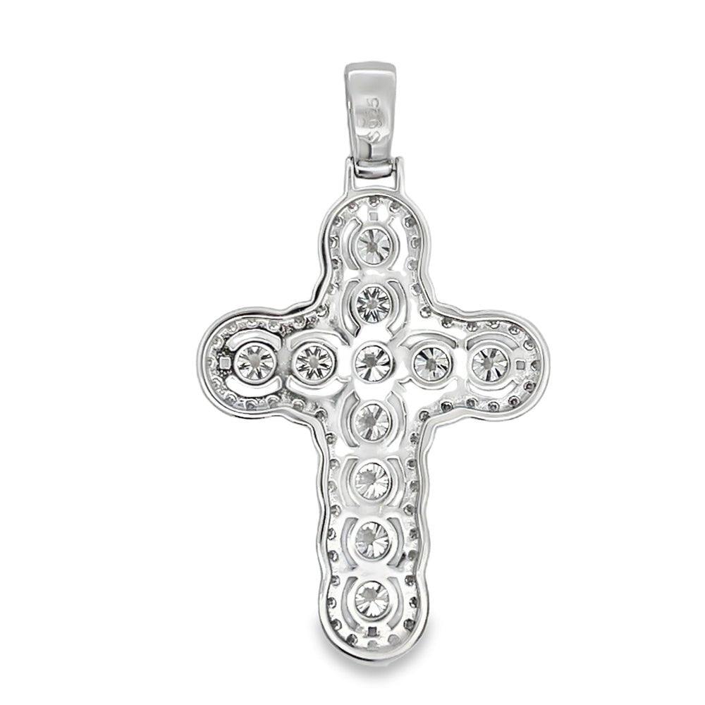 Bubble Cross 6.81cttw VVS Moissanite Pendant .925 Sterling Silver