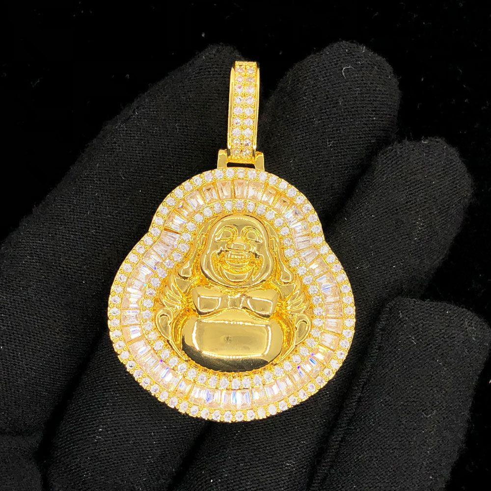 Buddha Baguette 6.1cttw VVS Moissanite Pendant .925 Sterling Silver