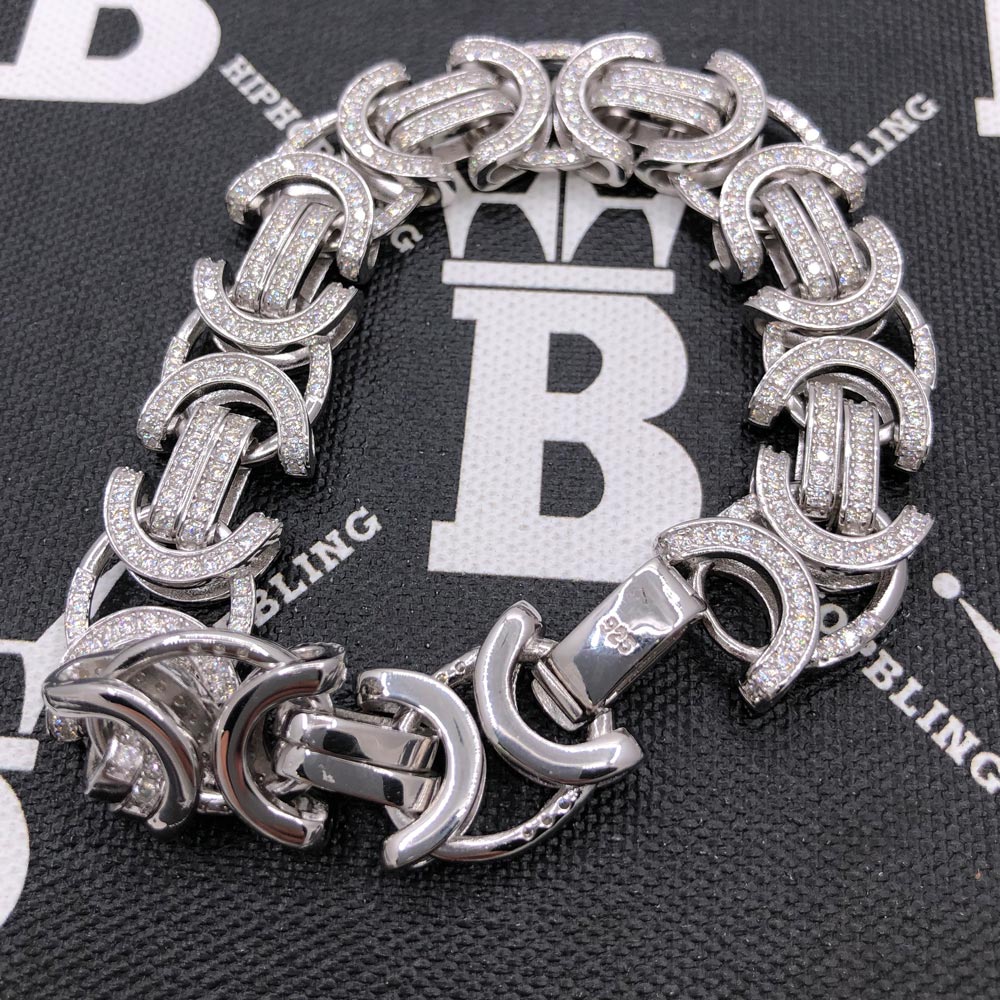 Byzantine Moissanite Bracelet Iced Out .925 Sterling Silver