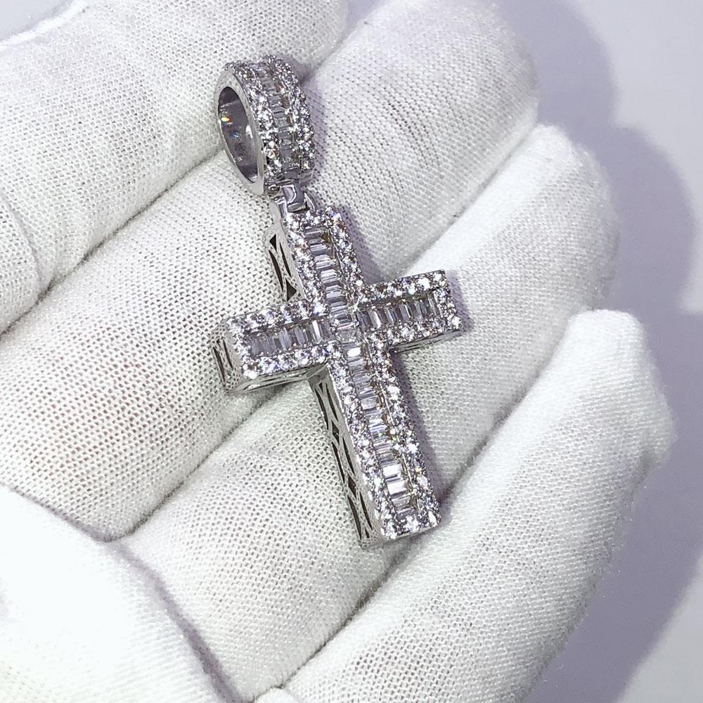 Channel Baguette Cross VVS CZ Hip Hop Iced Out Pendant