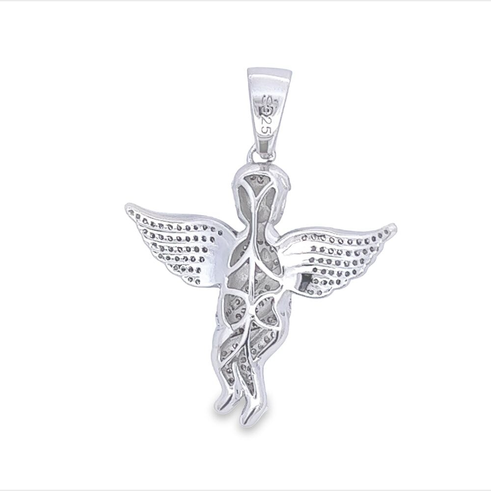 Cherub Angel Iced Out VVS Moissanite Pendant .925 Sterling Silver