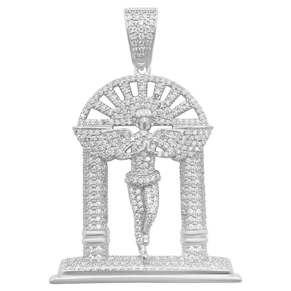 Cherub Angel Podium 1.80 Carat VVS Moissanite Pendant .925 Sterling Silver