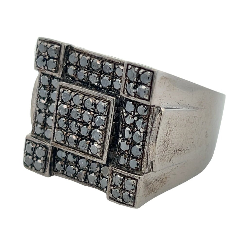 Chunky 1.79cttw Black Diamond Ring .925 Sterling Silver