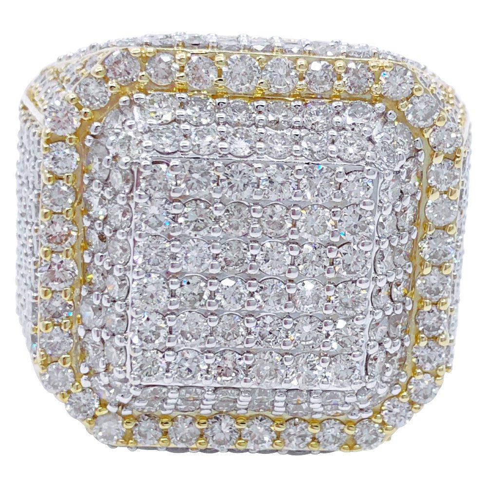 Chunky Layered Cushion 4.95cttw Diamond Ring 10K Yellow Gold