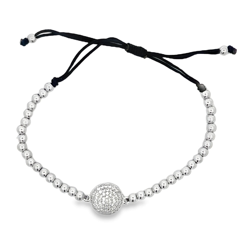 Circle Bead Rope Bracelet .925 Sterling Silver