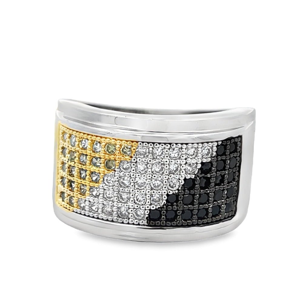 Classic 3 Color Stripe CZ Ring .925 Sterling Silver
