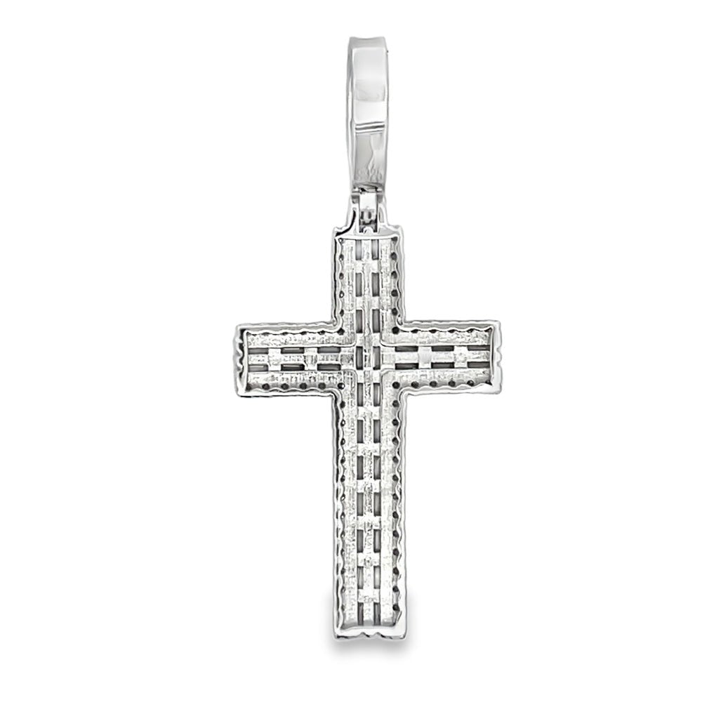 Clean Baguette Cross 1.72cttw VVS Moissanite Pendant .925 Sterling Silver