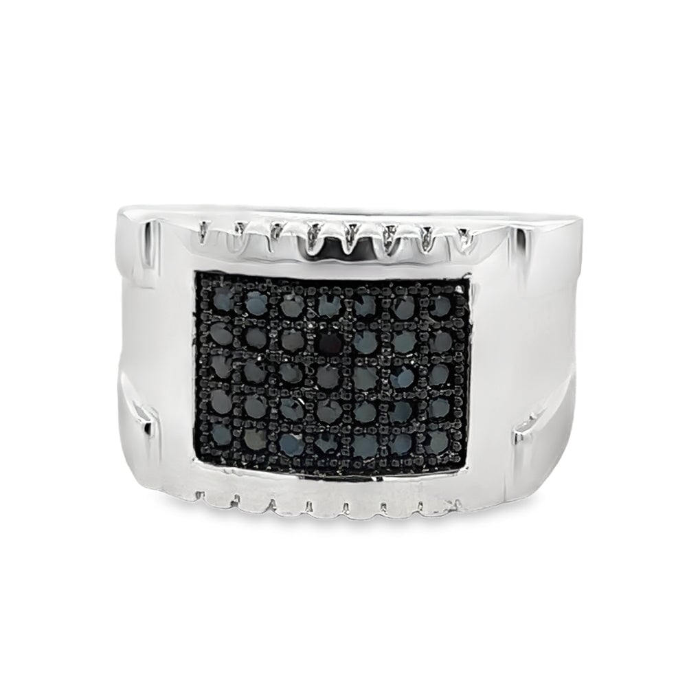Clean Slice Black CZ Ring .925 Sterling Silver