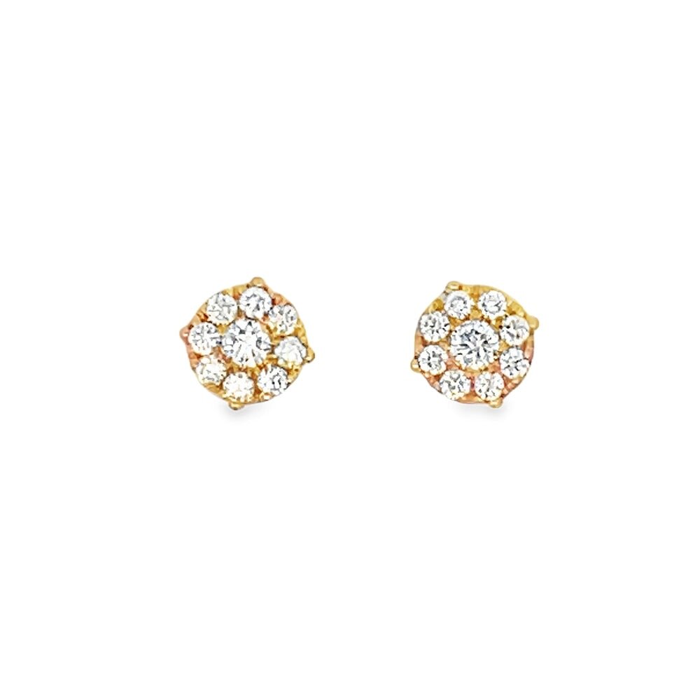 Cluster .60cttw Diamond 14K Yellow Gold Earrings