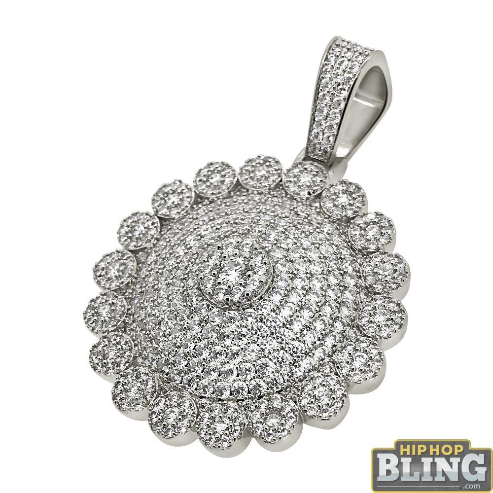 Cluster Mega Bling Rhodium CZ Medallion
