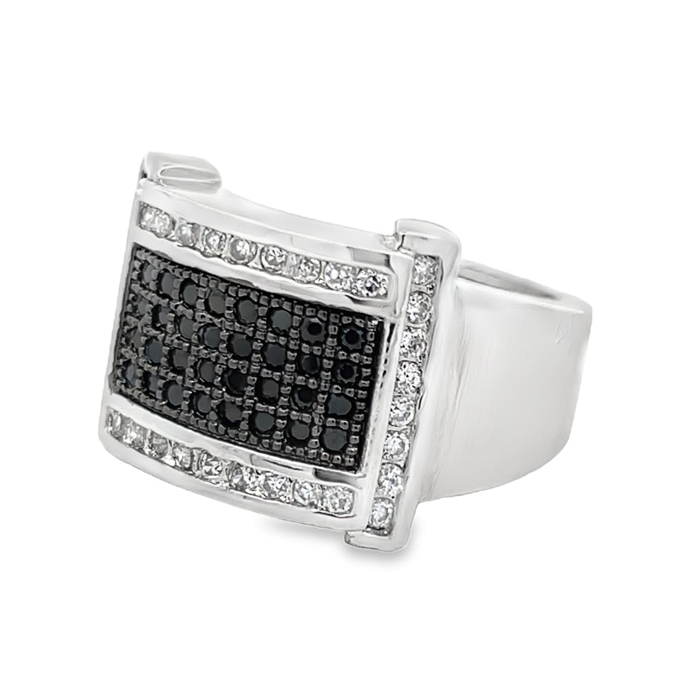 Contemporary Black CZ Ring .925 Sterling Silver
