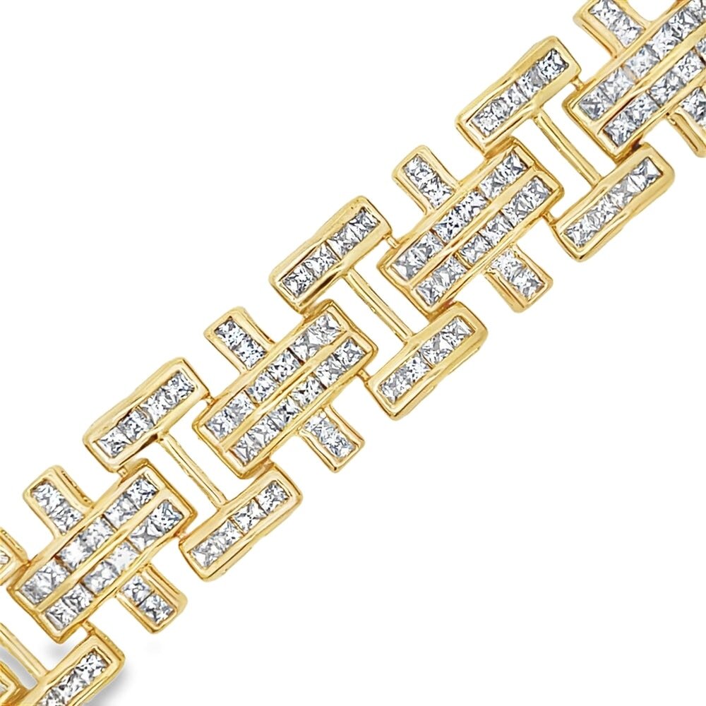 Cross Princess Cut CZ Hip Hop Bracelet