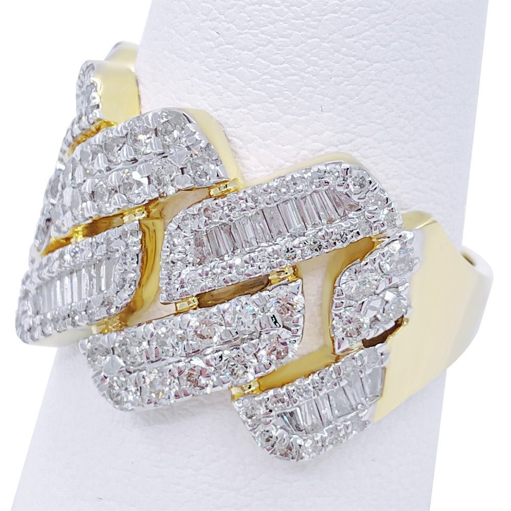 Cuban Sharp Edge 1.85cttw Baguette Diamond Ring 10K Yellow Gold