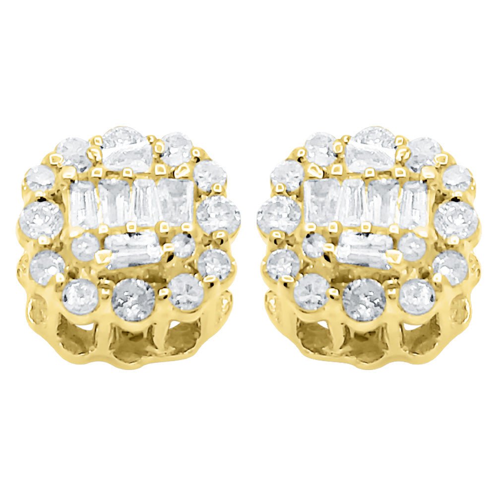 Cushion Cluster Diamond Earrings .37cttw 10K Yellow Gold