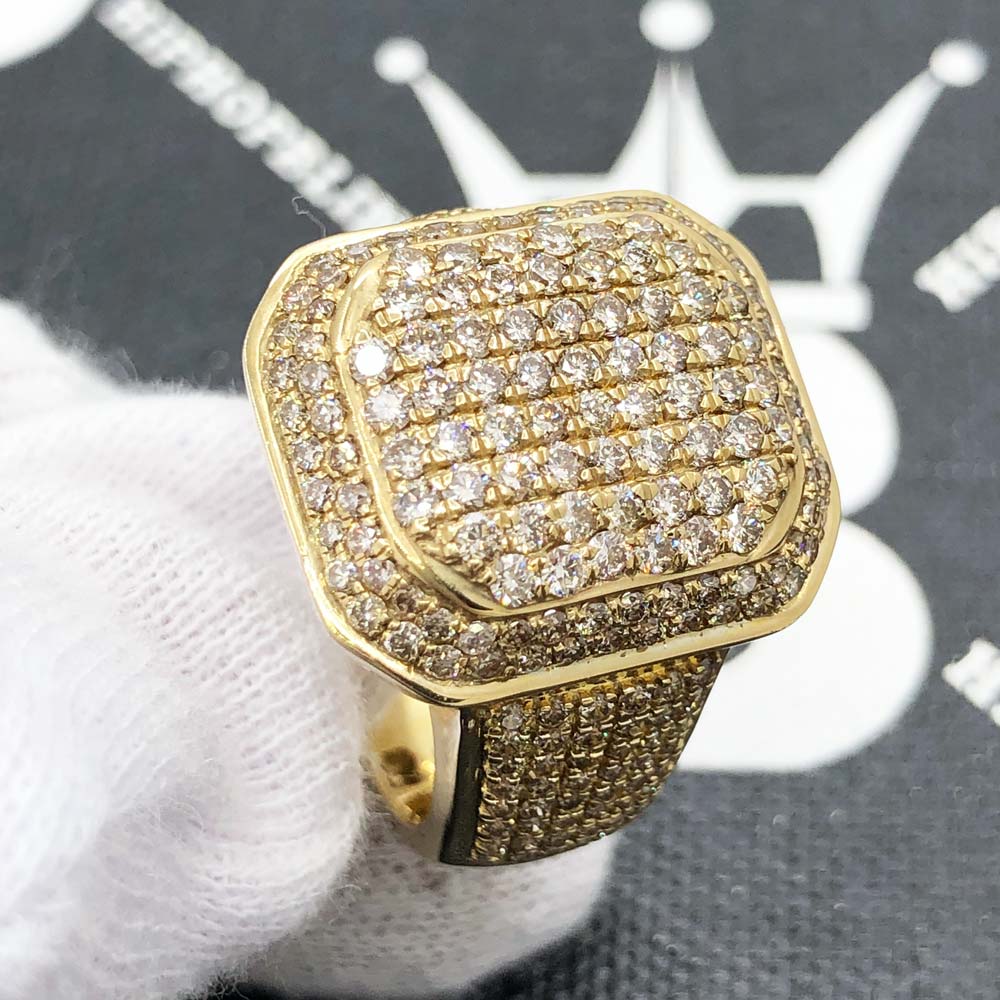 Cushion Cocktail Diamond Ring 2.85cttw 10K Yellow Gold