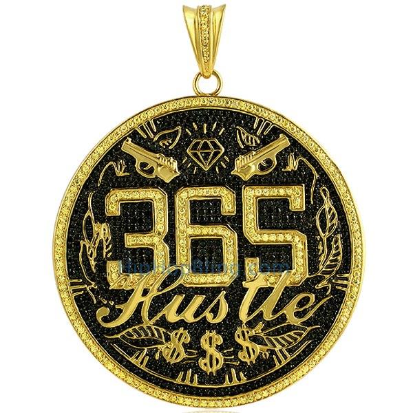 Custom 365 HUSTLE Jumbo Black & Yellow Lab CZ Medallion