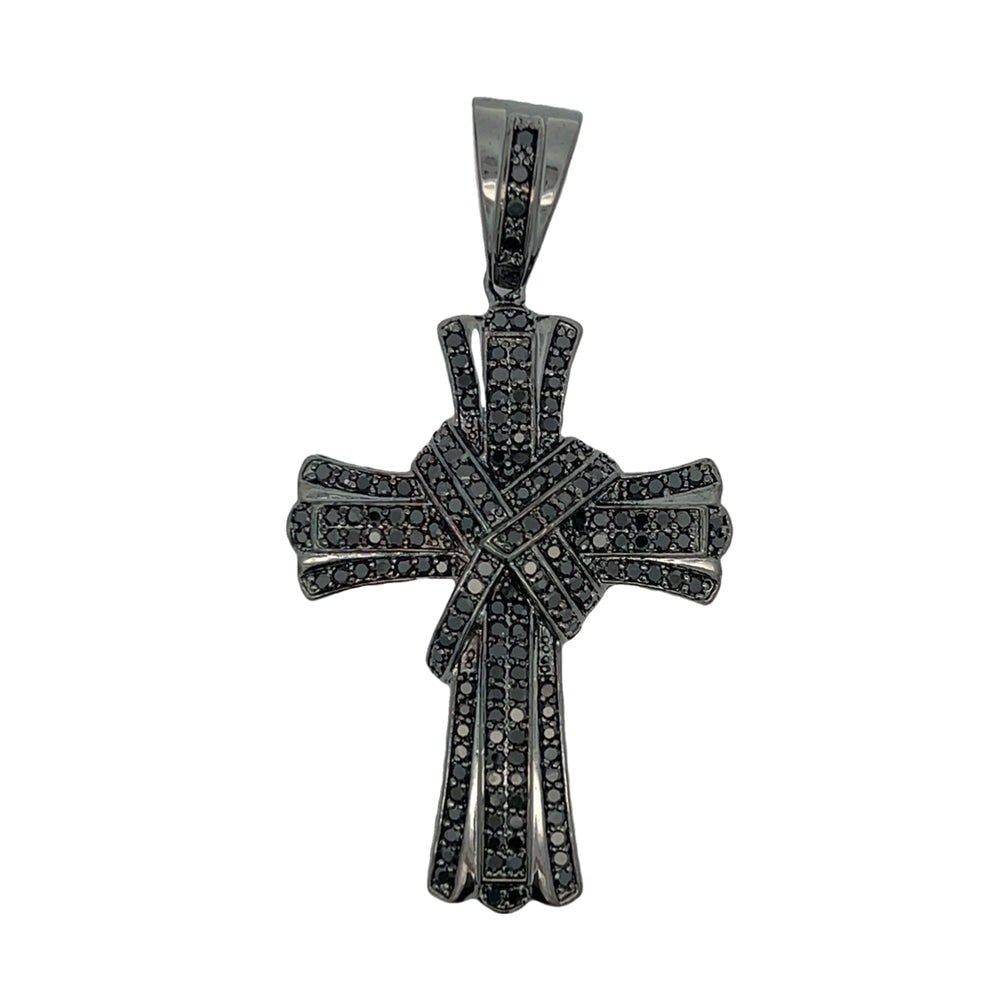 Custom Style Black Cross CZ Pendant .925 Sterling Silver