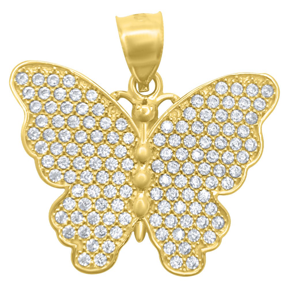 CZ Butterfly 10K Yellow Gold Pendant