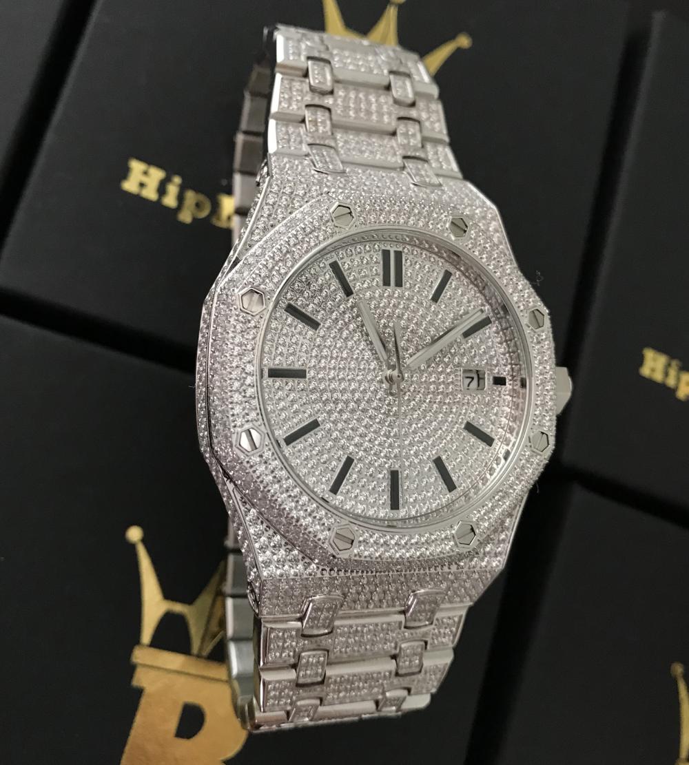 CZ Octagon Stainless Steel Micro Pave Watch