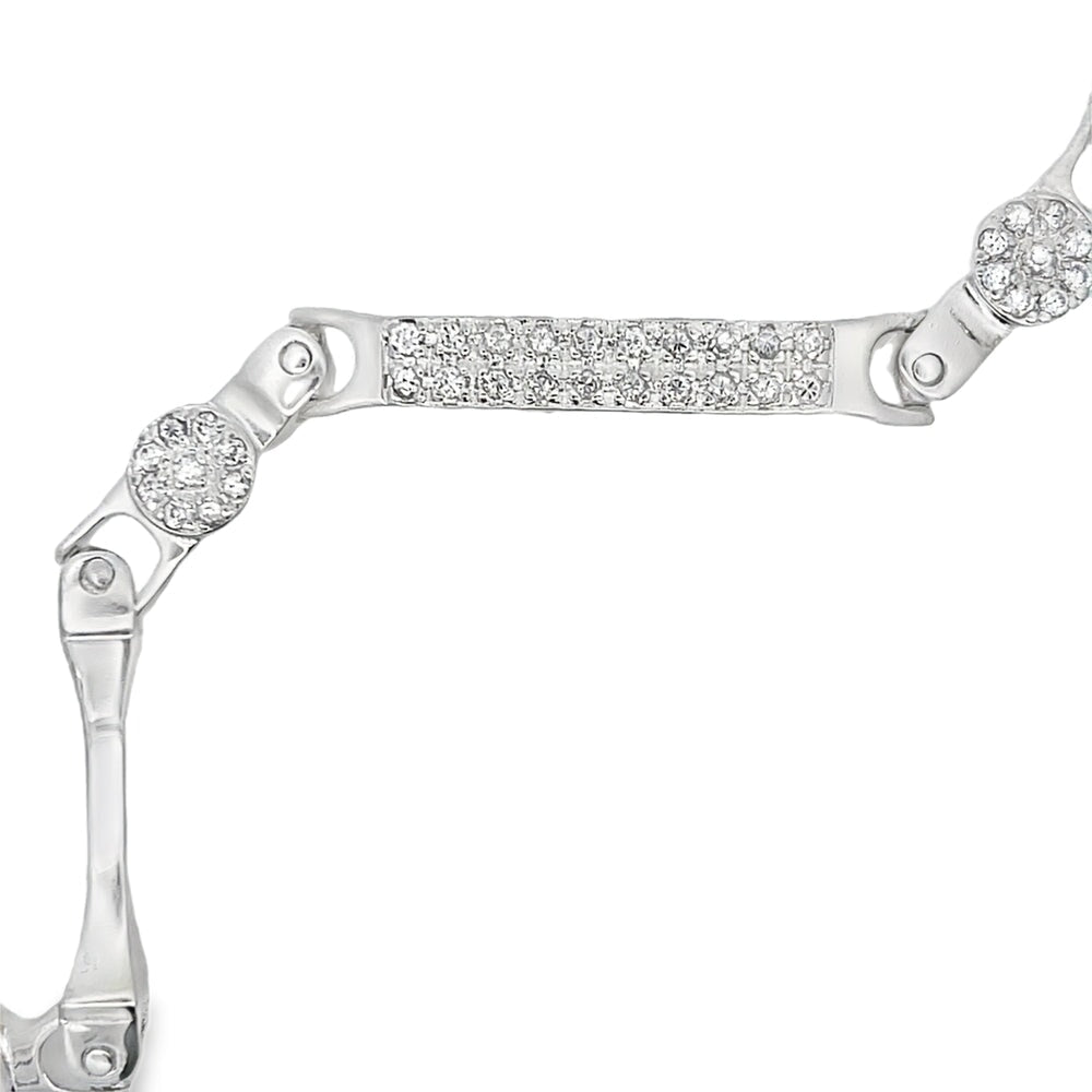 CZ Swivel Link Bracelet .925 Sterling Silver