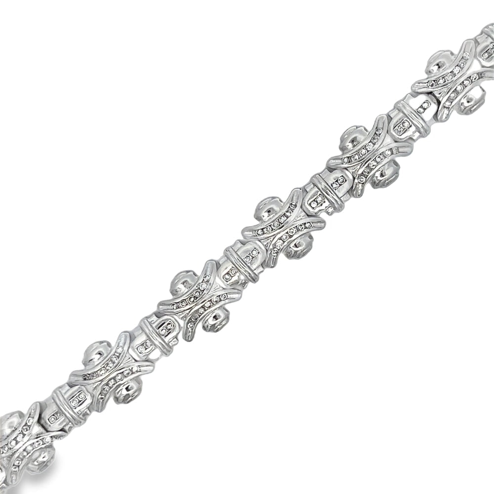 CZ Vintage Link Iced Out Bracelet .925 Sterling Silver