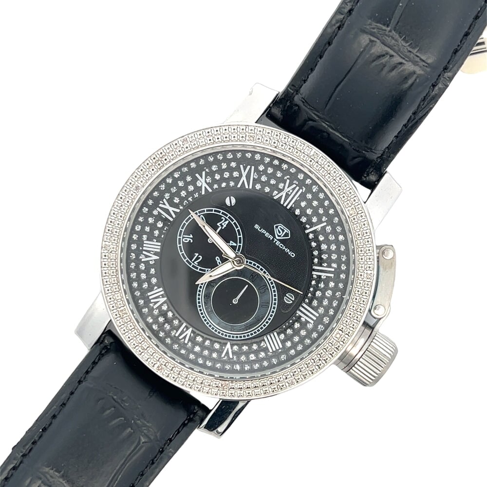 Deep Divers Dial Real Diamond Watch Super Techno