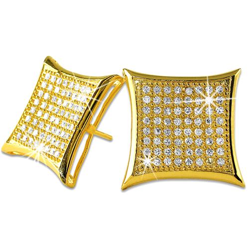 Deep Kite .925 Sterling Silver CZ Hip Hop Earrings
