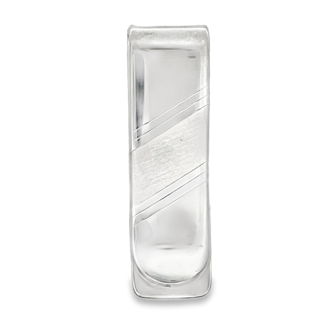 Diagonal Stripe Money Clip .925 Sterling Silver