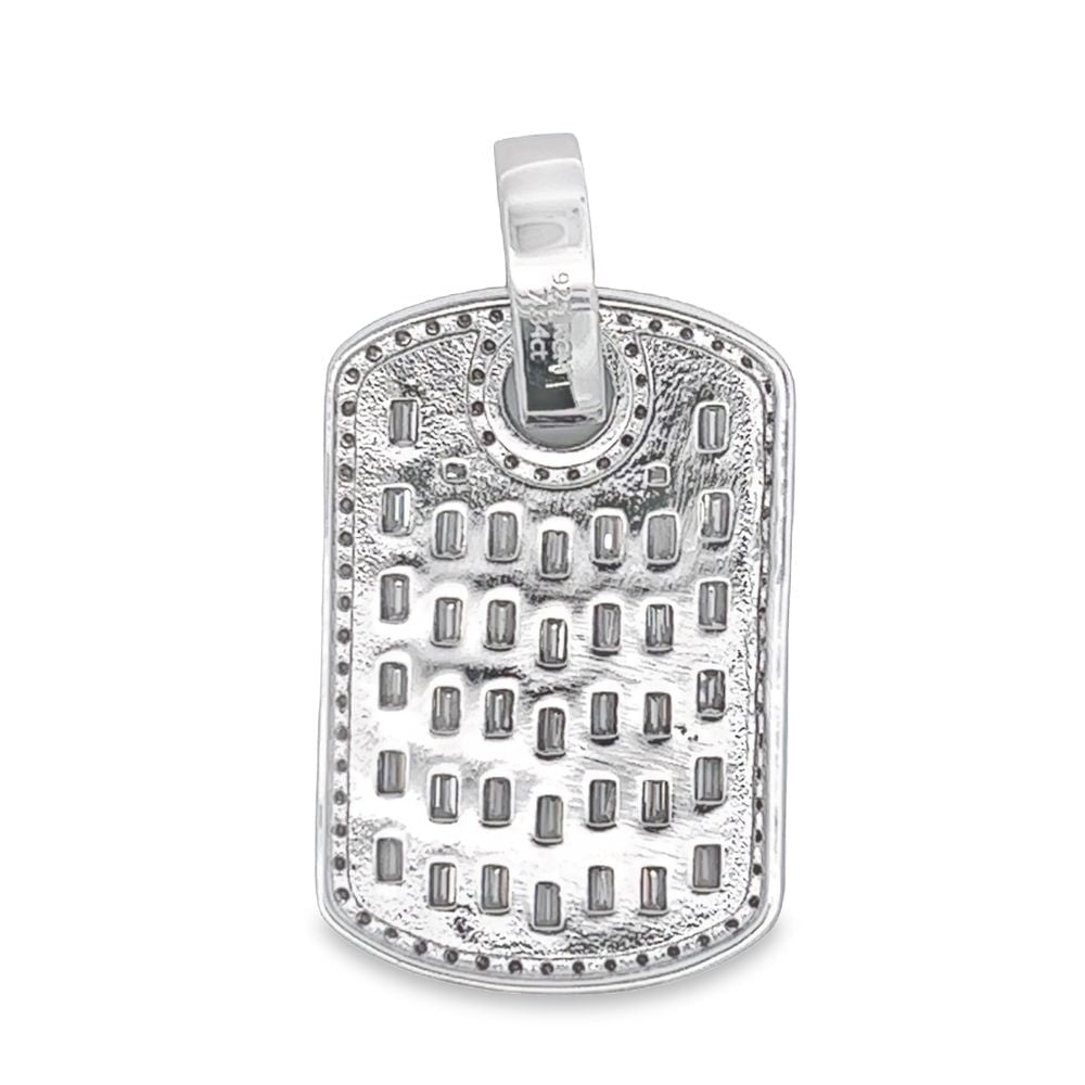 Dog Tag Baguette 7.34cttw VVS Moissanite Pendant .925 Sterling Silver