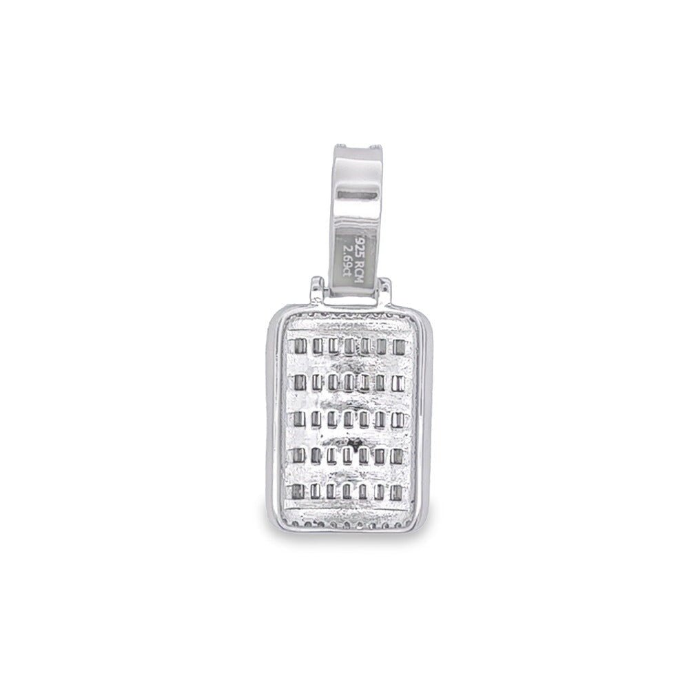 Dog Tag Mini Baguette VVS Moissanite Pendant .925 Sterling Silver