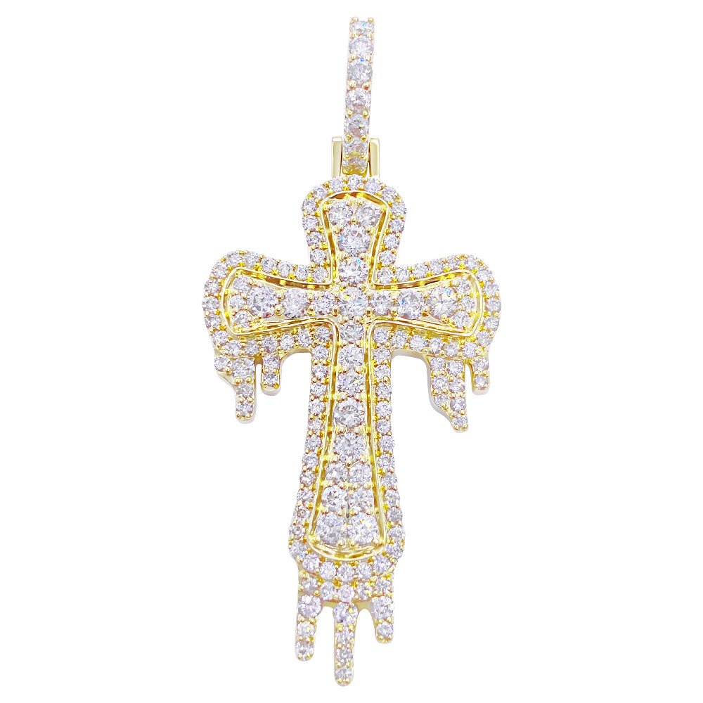 Drip Cross 2.34cttw Diamond Pendant 10K Yellow Gold