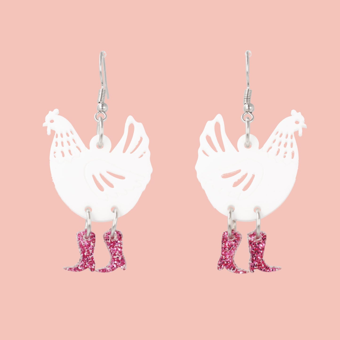 White Chick Magnet Chicken Earrings