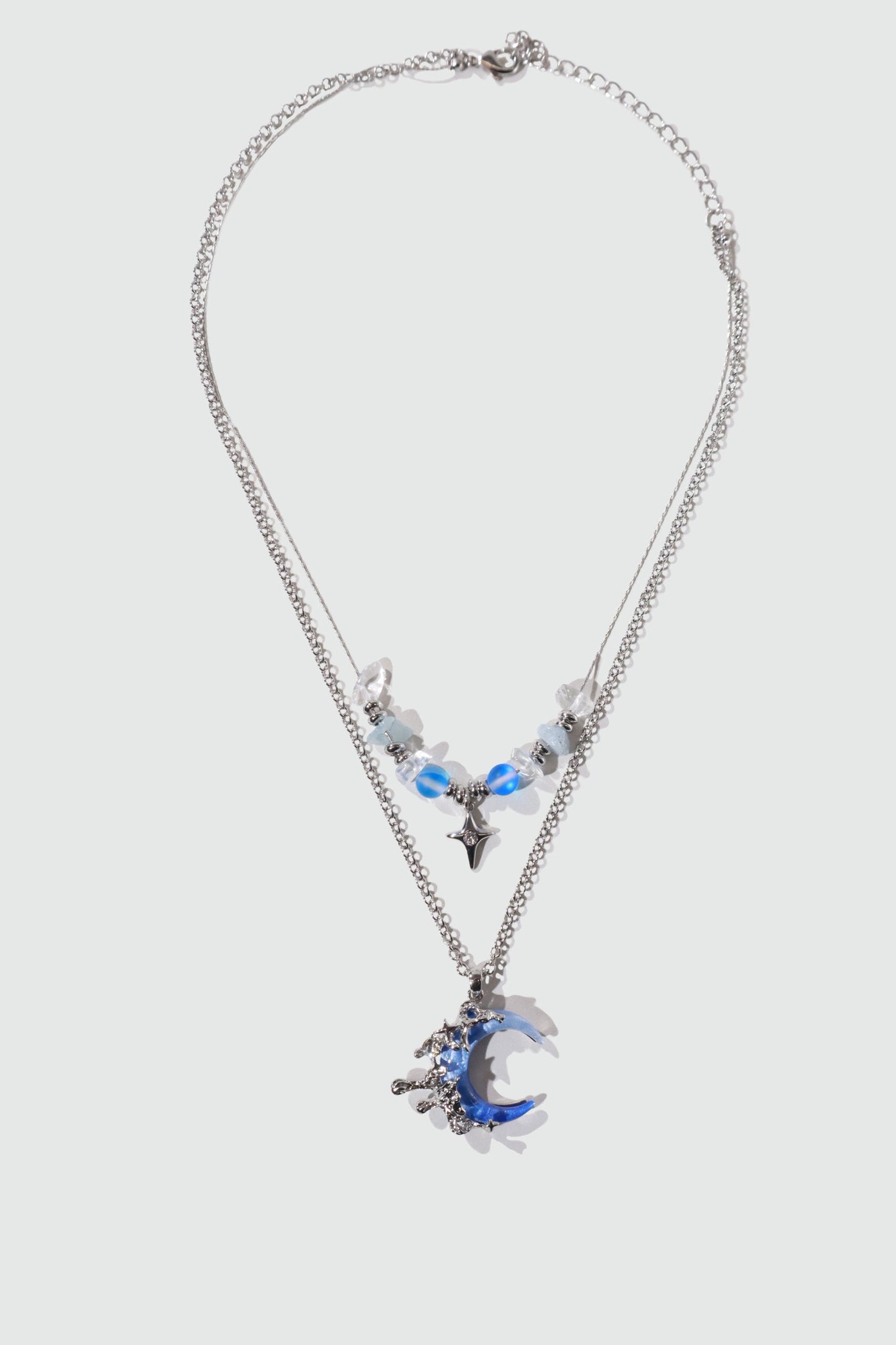 Palladium White Gold Plated Gradient Blue Moon Necklace