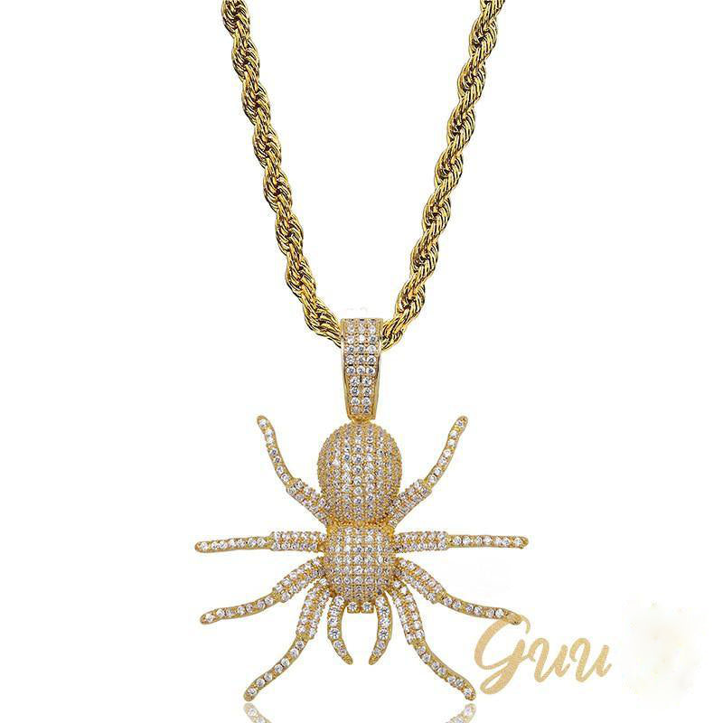 18K Gold-Plated AAA CZ Spider Pendant Necklace
