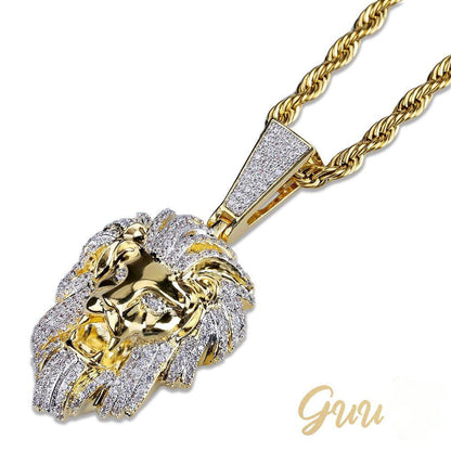 23mm Gold-Plated Micro-inlay Zircon # Lion Head # Rapper Chain