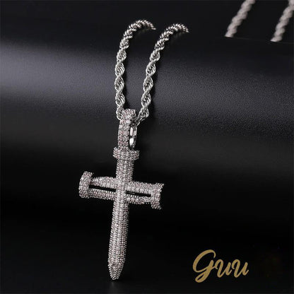 18K Gold-Plated AAA CZ Cross Pendant