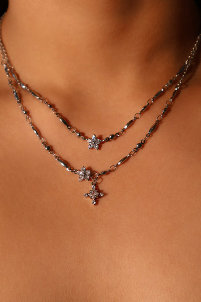 Palladium White Gold Plated Starlight Bloom Necklace