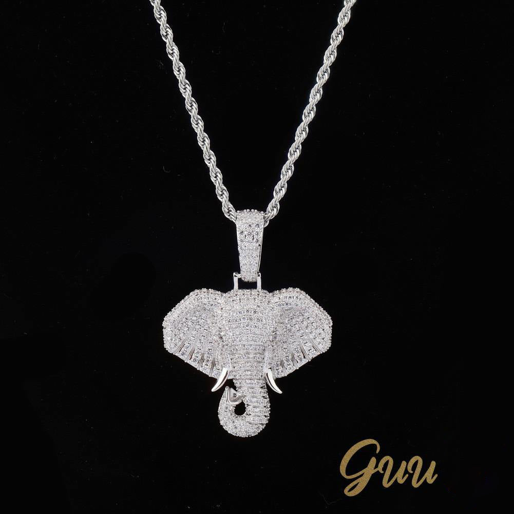 18K Yellow Gold-Plated Micro-inlay  AAA CZ Elephant Pendant Necklace