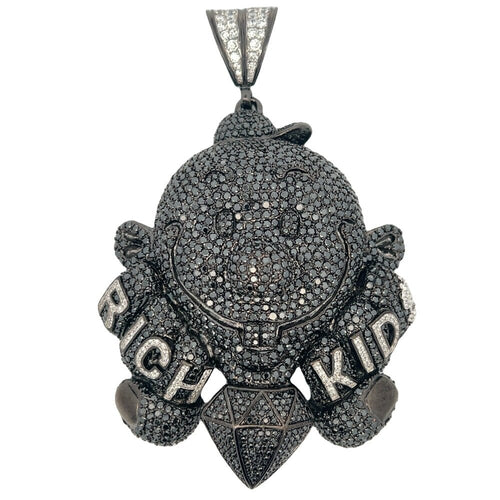 1 of 1 Custom Rich Kid Black CZ Iced Out Pendant