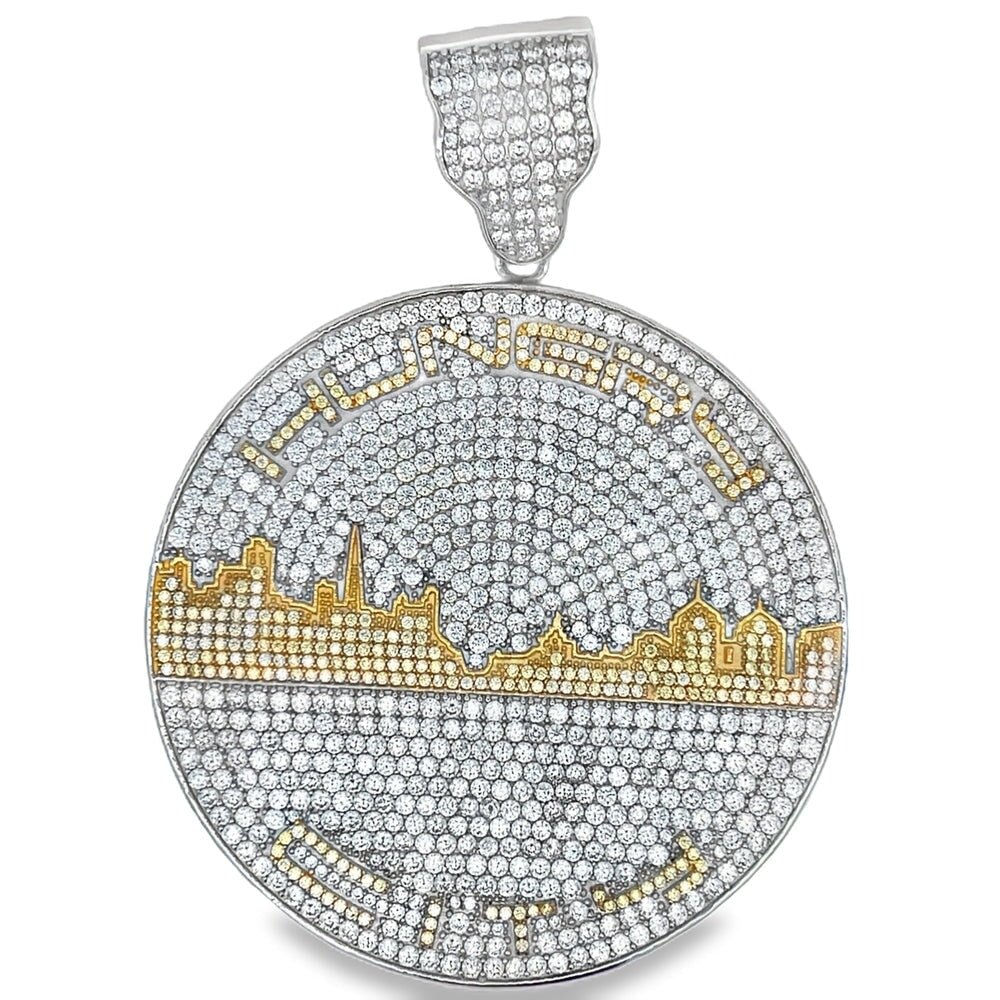 1 of 1 XL Hungry City CZ Iced Out Pendant .925 Sterling Silver